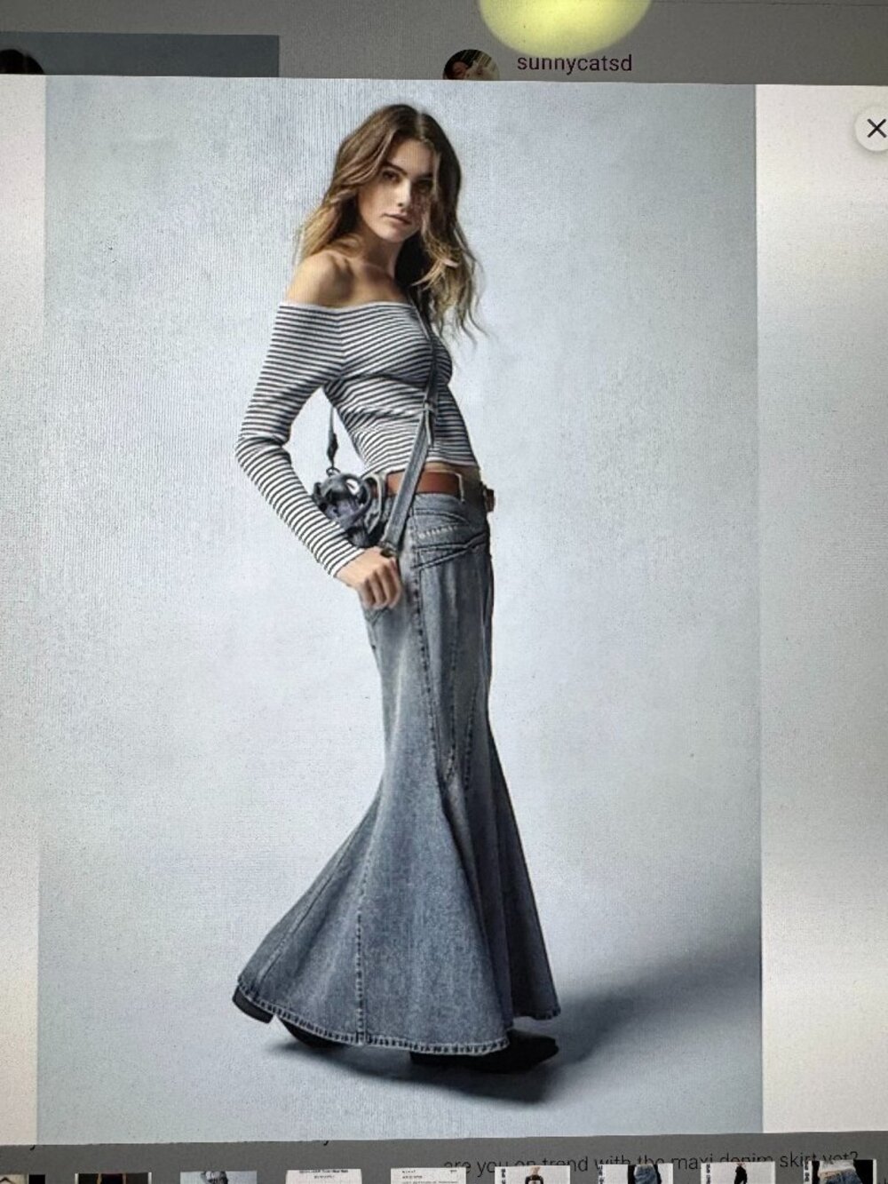 BDG Light Blue Denim Mermaid Skirt, XS
